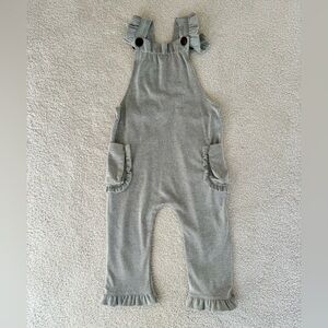 Milkbarn Gray Ruffled Overalls